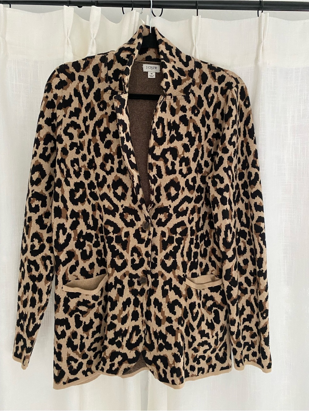 J. Crew Leopard Print Knit Blazer in Tan and Black